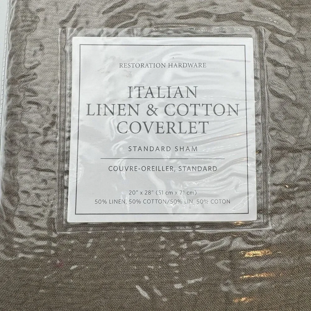 Restoration Hardware Italian Linen & Cotton Coverlet Standard sham Silver Sage